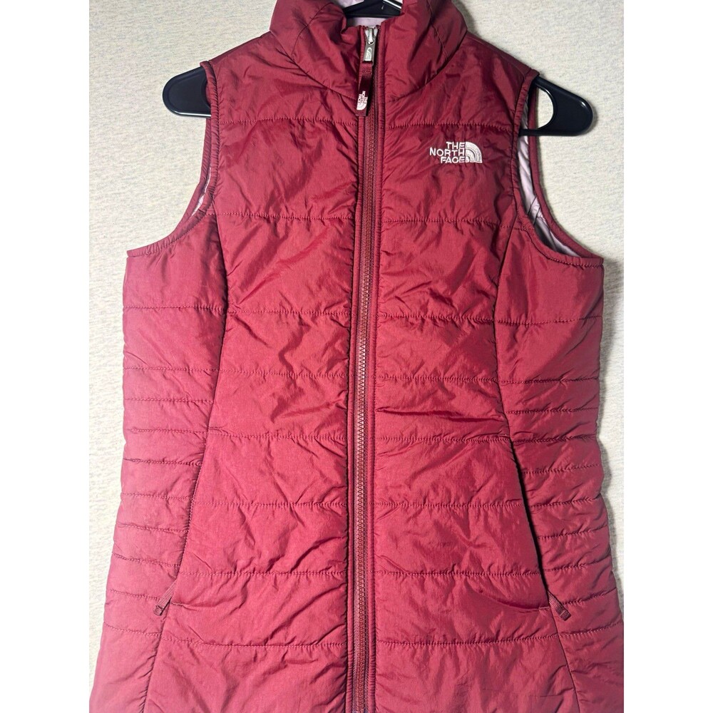The North Face Girls Burgundy Puffer Vest Zip Insulated Pockets Size 14-16